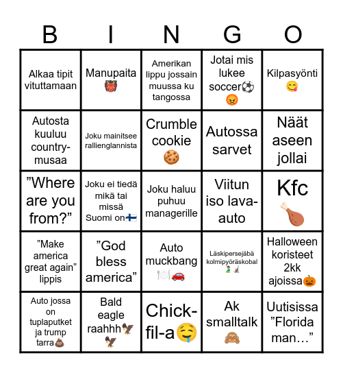Martan Amerikkabingo🦅🦅🦅 Bingo Card