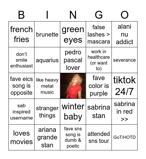 @sbrinacrpntrs :) Bingo Card