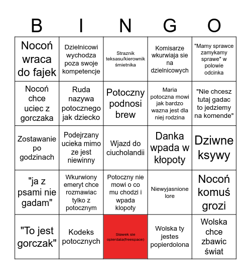 Dzielnica strachu sezon 1-2 bingo Card