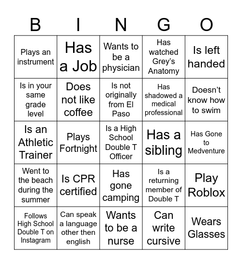 Double T Bingo Card