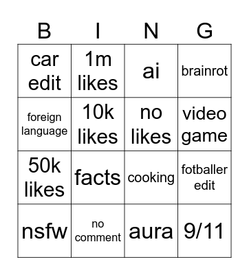 yts content  bingo Card