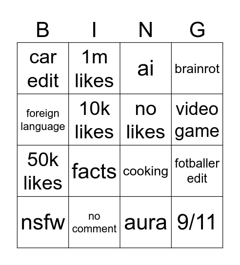 yts content  bingo Card