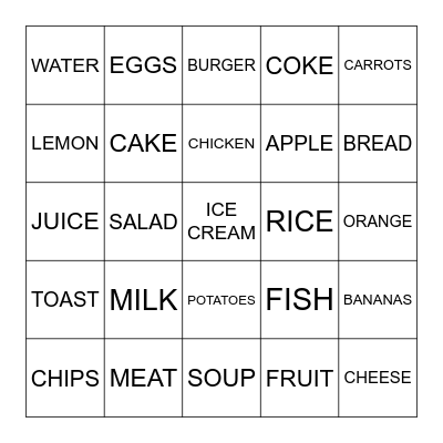FOOD AND DRINKS Bingo Card