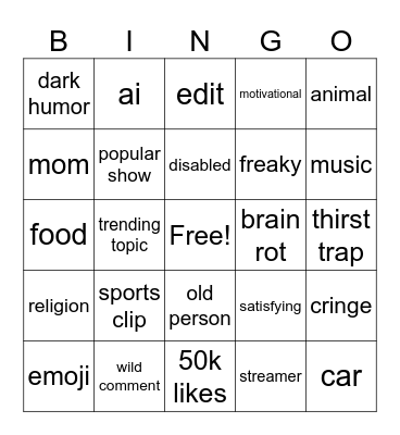 ig reels Bingo Card