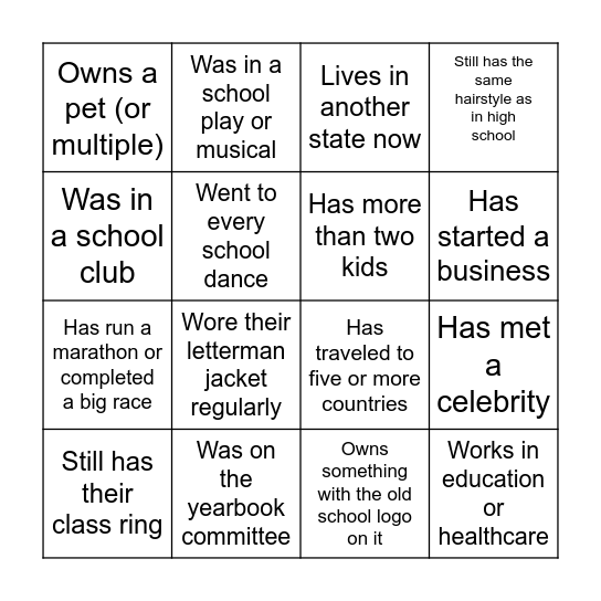 Find Someone Who... Bingo Card