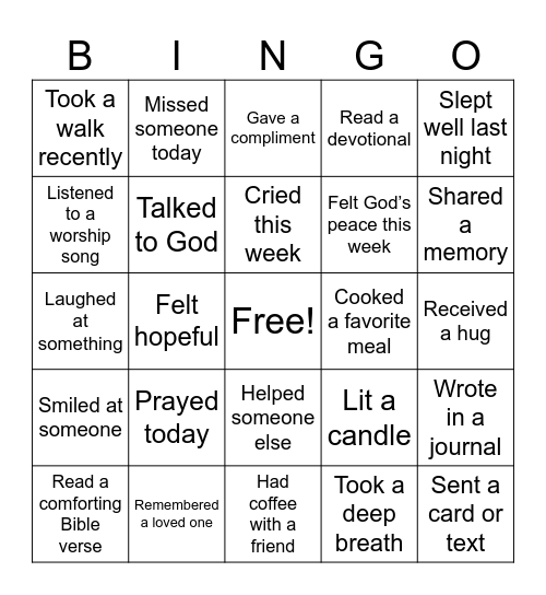 HEART & HEALING Bingo Card