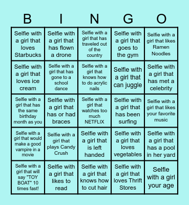 "Our Friendship"     Take A Selfie Bingo! Bingo Card
