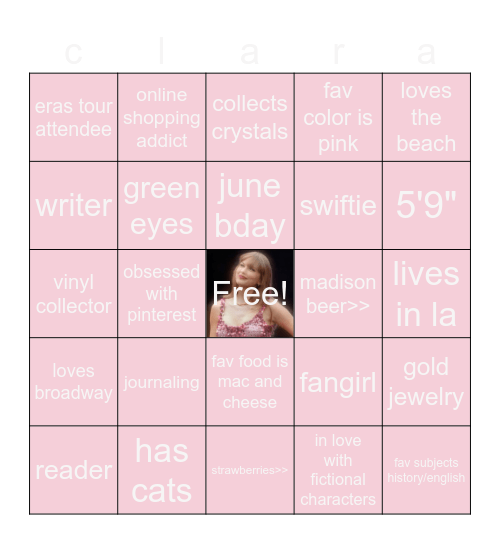 clara bingo Card