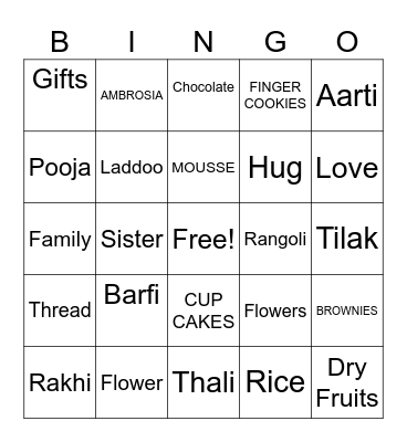 Rakhi Bingo Card
