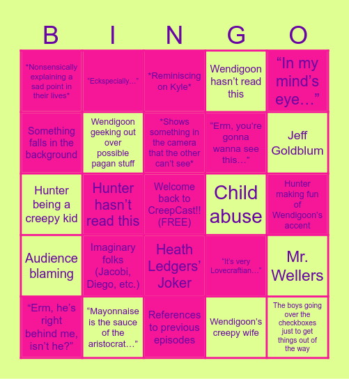 CREEPCAST PSYCHOSIS BINGO Card