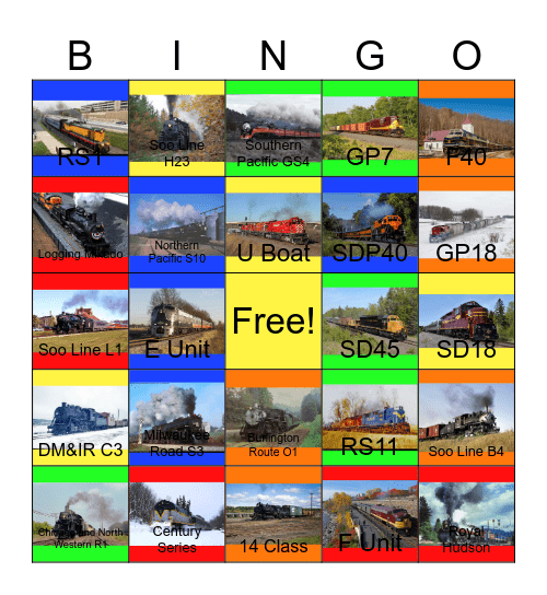 The Railway Lines of Minnesota- Past to the Present Bingo Card