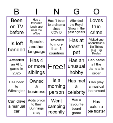 SBC Bingo Card