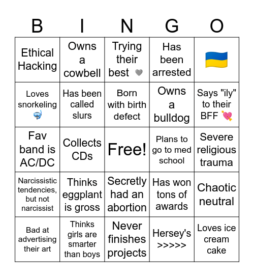 Sara's bingo Card