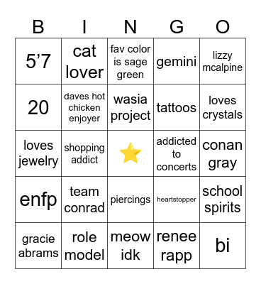 elle’s bingo Card