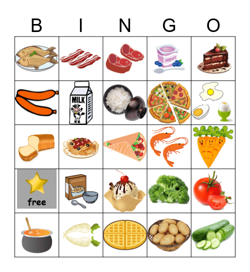 What food do you like? I like _______. Bingo Card