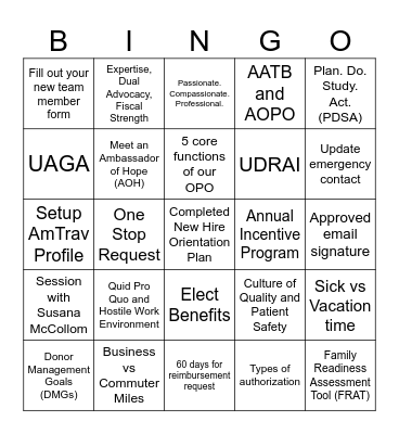 Orientation Bingo September 2025 Bingo Card