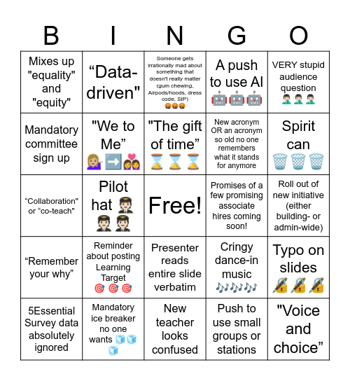 🤫🤫🤫 Bingo Card