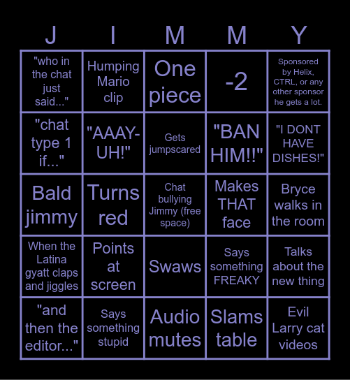 Jimmyhere bingo Card