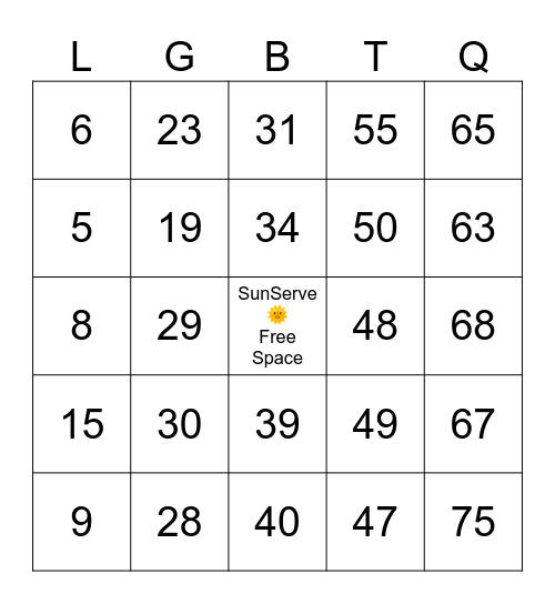 🌈SILVERSERVE PRIDE  BINGO GAME 5 Bingo Card