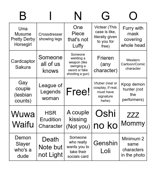 Otakuthon 2025 Photo Hunt Bingo Card