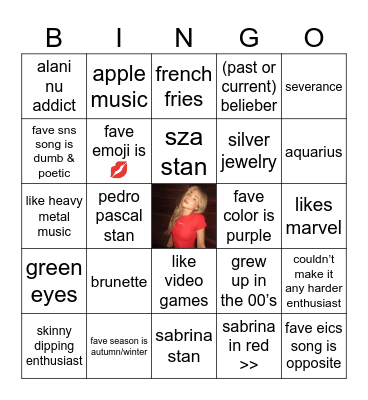 @sbrinacrpntrs :) Bingo Card