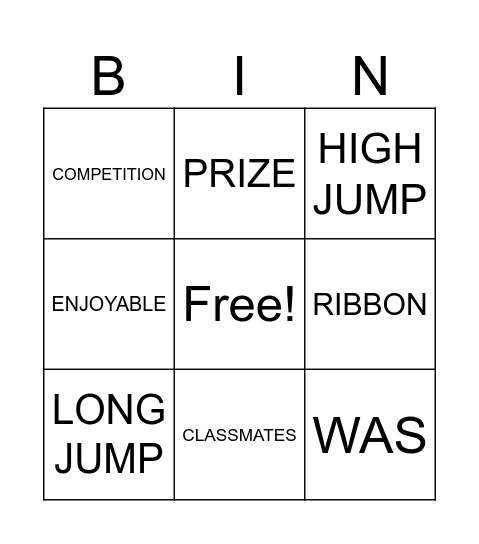 TRACK AND MEET Bingo Card