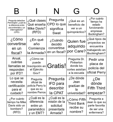 Career Fair Bingo Card