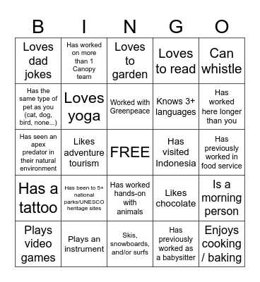 Find someone who... Bingo Card