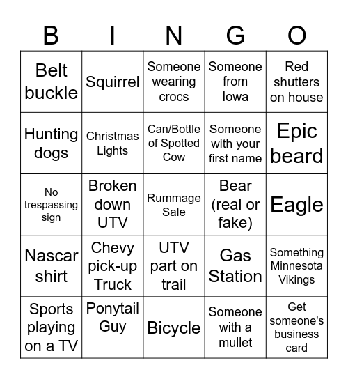 GSS 2025 Trail Rider Bingo Card