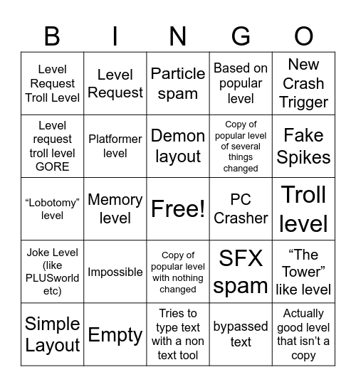 Recent Tab Bingo Card