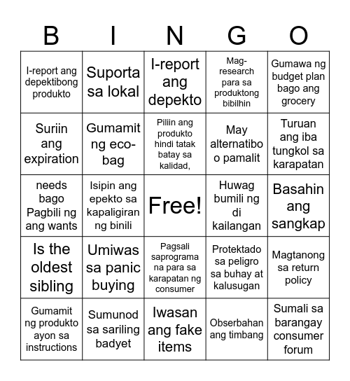 Bili Bingo Card