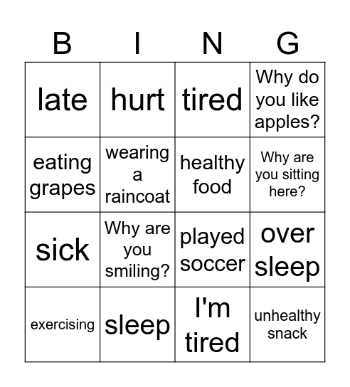 VT class Bingo Card