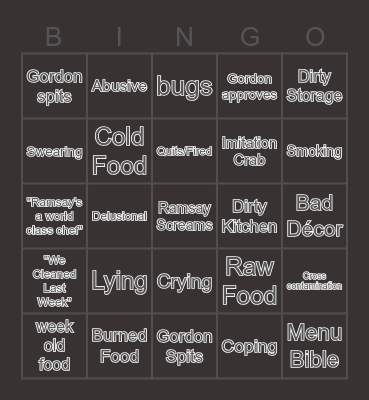 Kitchen Nightmares Bingo! Bingo Card