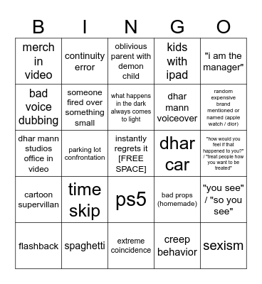 Dhar Mann Bingo v3 Bingo Card