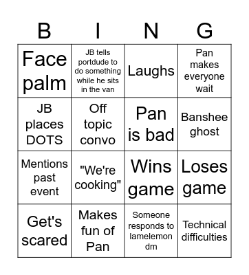 Stream bingo Card
