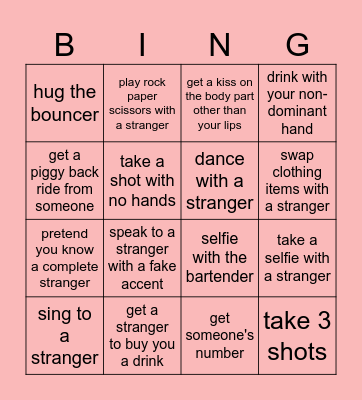 Boys Holiday Bar Crawl Bingo Card