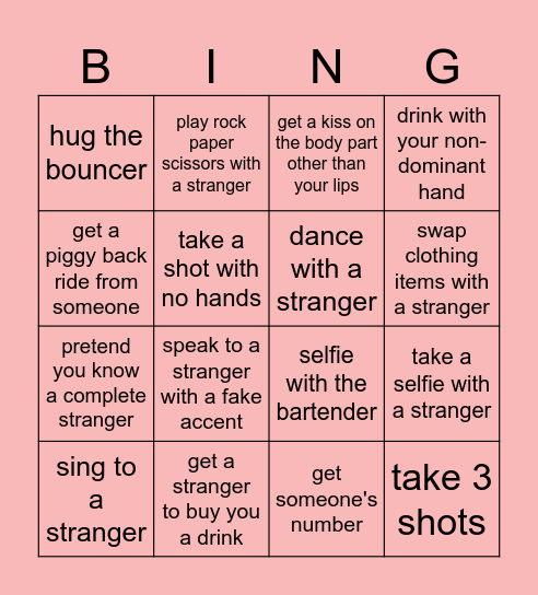 Boys Holiday Bar Crawl Bingo Card