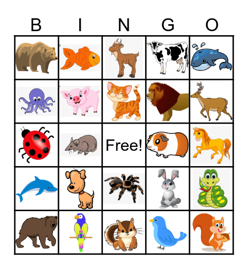 ANIMAL Bingo Card