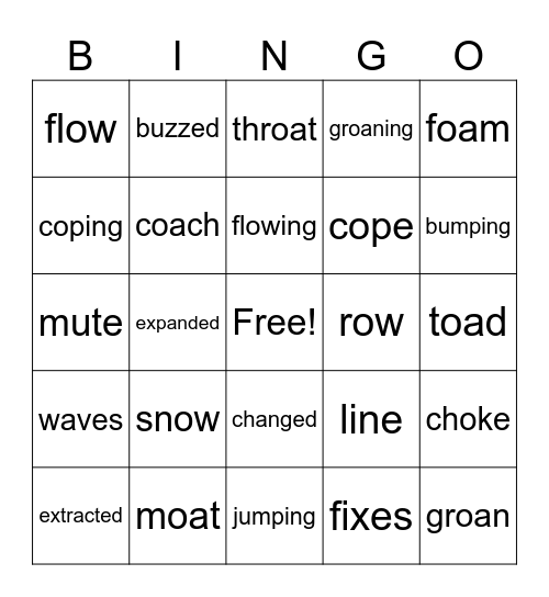 Split diagraphs and suffixes Bingo Card