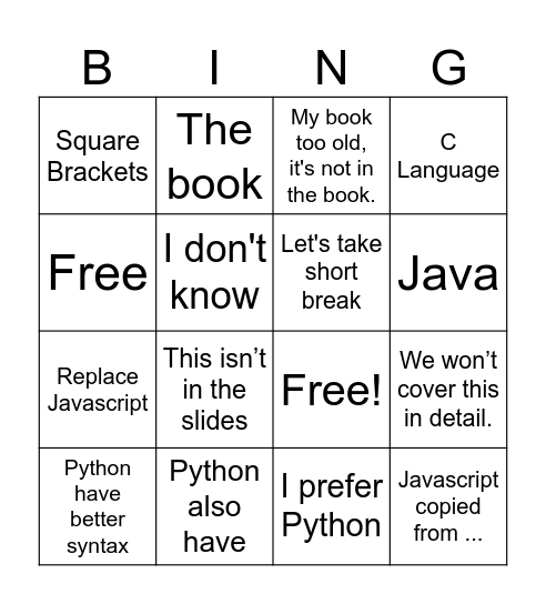 Visit Bingo Card
