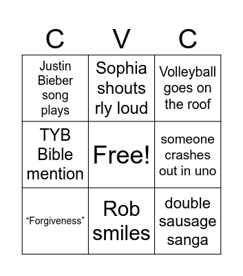 CG vs. CG Bingo Card