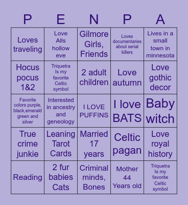 Penpal/ friend finder Bingo Card