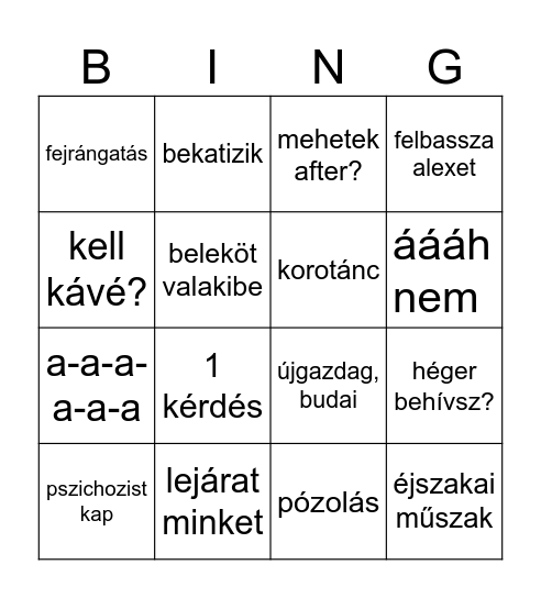 dagadt bingo Card