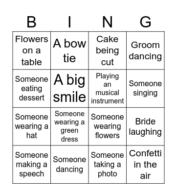 Wedding Bingo Card