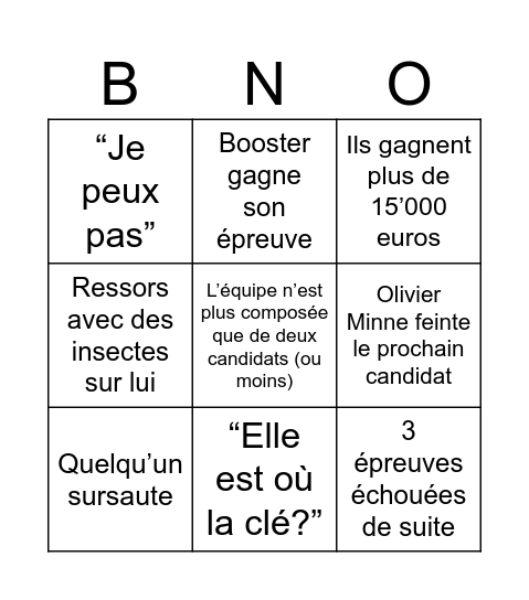 Bingo Fort Boyard Bingo Card
