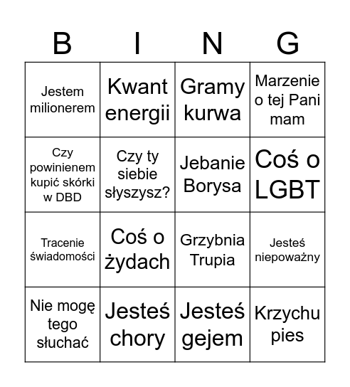 Wrobelek bingo Card