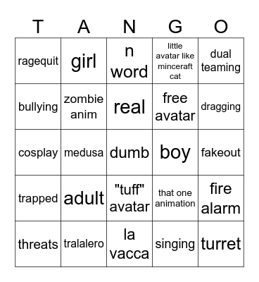 angry kids on steal a brainrot Bingo Card