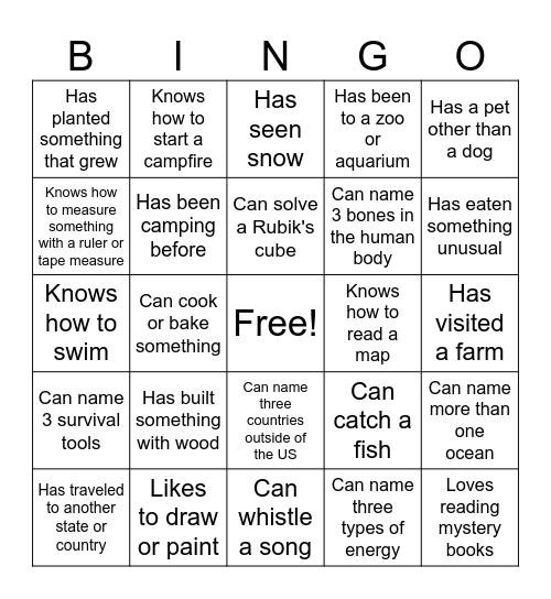 Survivor Bingo:  Meet Your Tribe Bingo Card