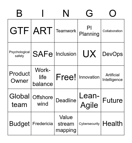 People ART Team Fun Bingo Card