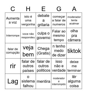 André Ventura Bingo Card